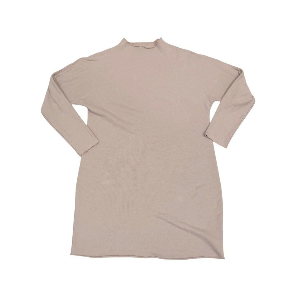 NWOT Frank & Eileen Womens Beige Rolled Funnel Neck Relaxed Sweatshirt Dress XL